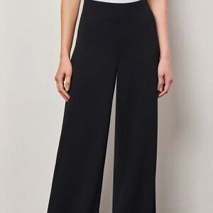 $565 EUC Rena Lange Wide Leg Black Crepe Pant US Size 10